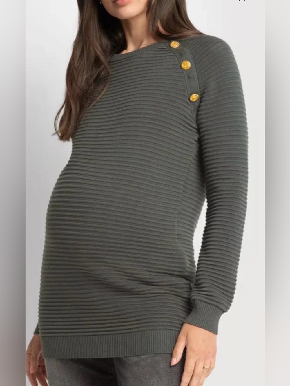 New NWT Seraphine - Amalia Ripple Stitch Nursing Sweater - Green